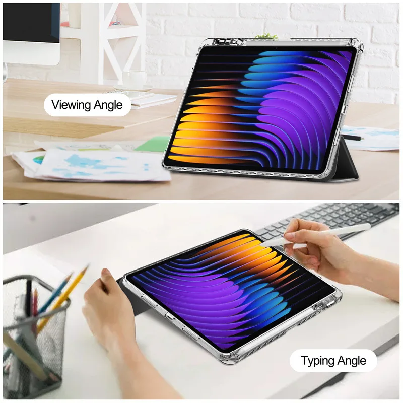 Folio Case For Xiaomi Pad 8/7/6 Pro 11 11.2 Clear Hard Back Shell Multi‑Angle Stand Pencil Slot Anti‑Drop Funda For POCO Pad X1 - view 5