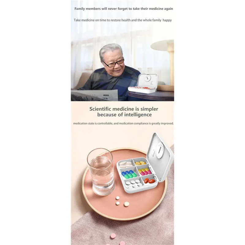 BNVN-블루투스 지능형 제어 스마트 약통 약물 디스펜서 약 복용 알림 약통 정리함 알림 기능 포함