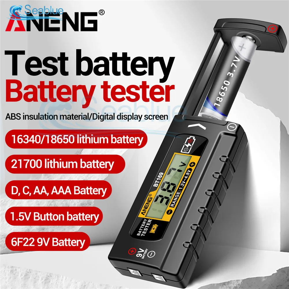 BT167/BT169 Portable Battery Capacity Indicator Compact Size Lithium Battery Level Tester Digital Display Battery Voltage Meter