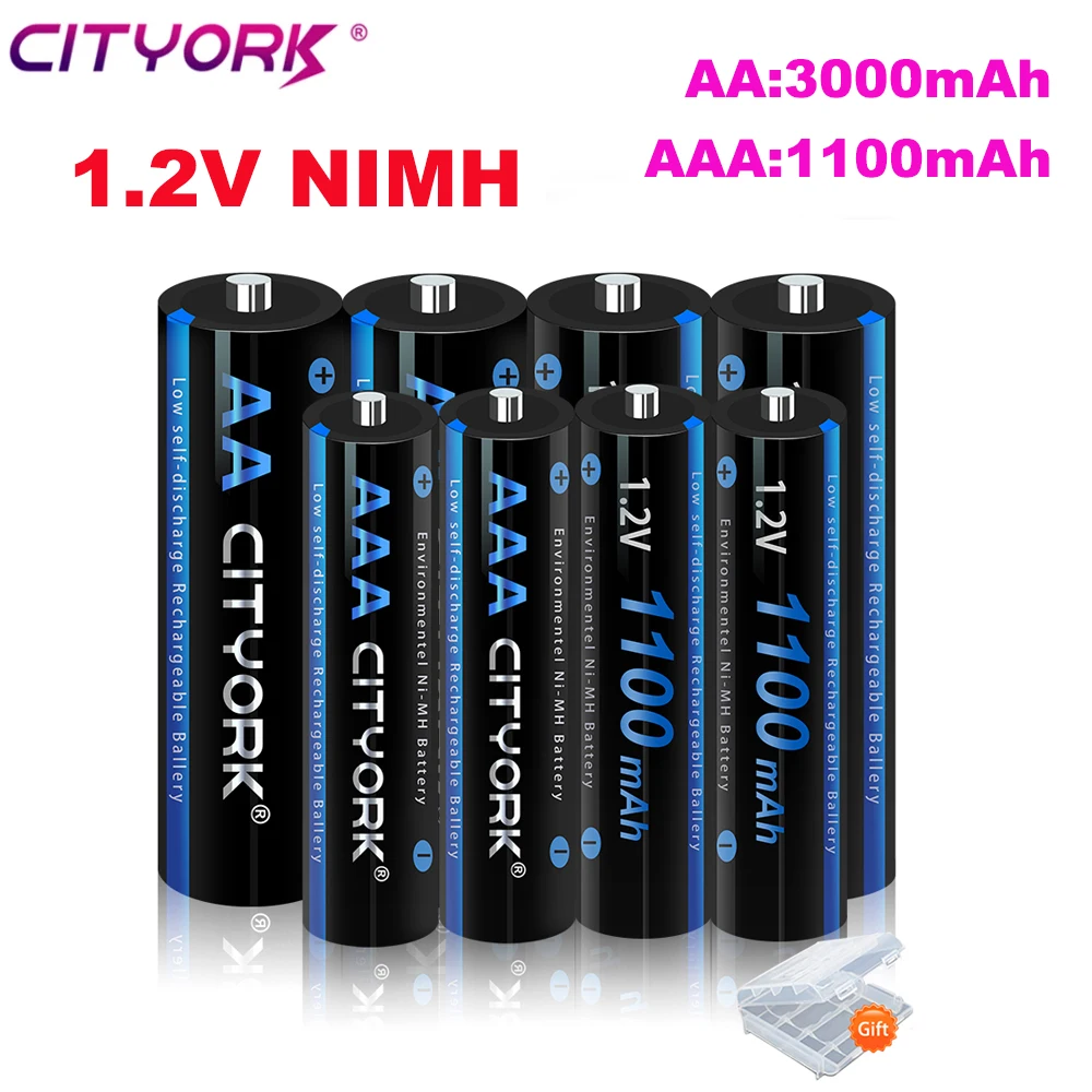 CITYORK 4-8 Stück 1,2V Wiederaufladbare Ni-MH AA AAA Batterien AA 3000mAh AAA 1100mAh NIMH Akkus für Spielzeug Kamera Tastatur 2A 3A