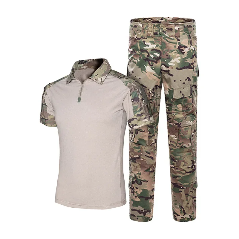 Spring Summer Men's Short Sleeved Camouflage Hunting Shirt And Pants G3 Frog Outdoor Breathable Tactical Combat Training Suit