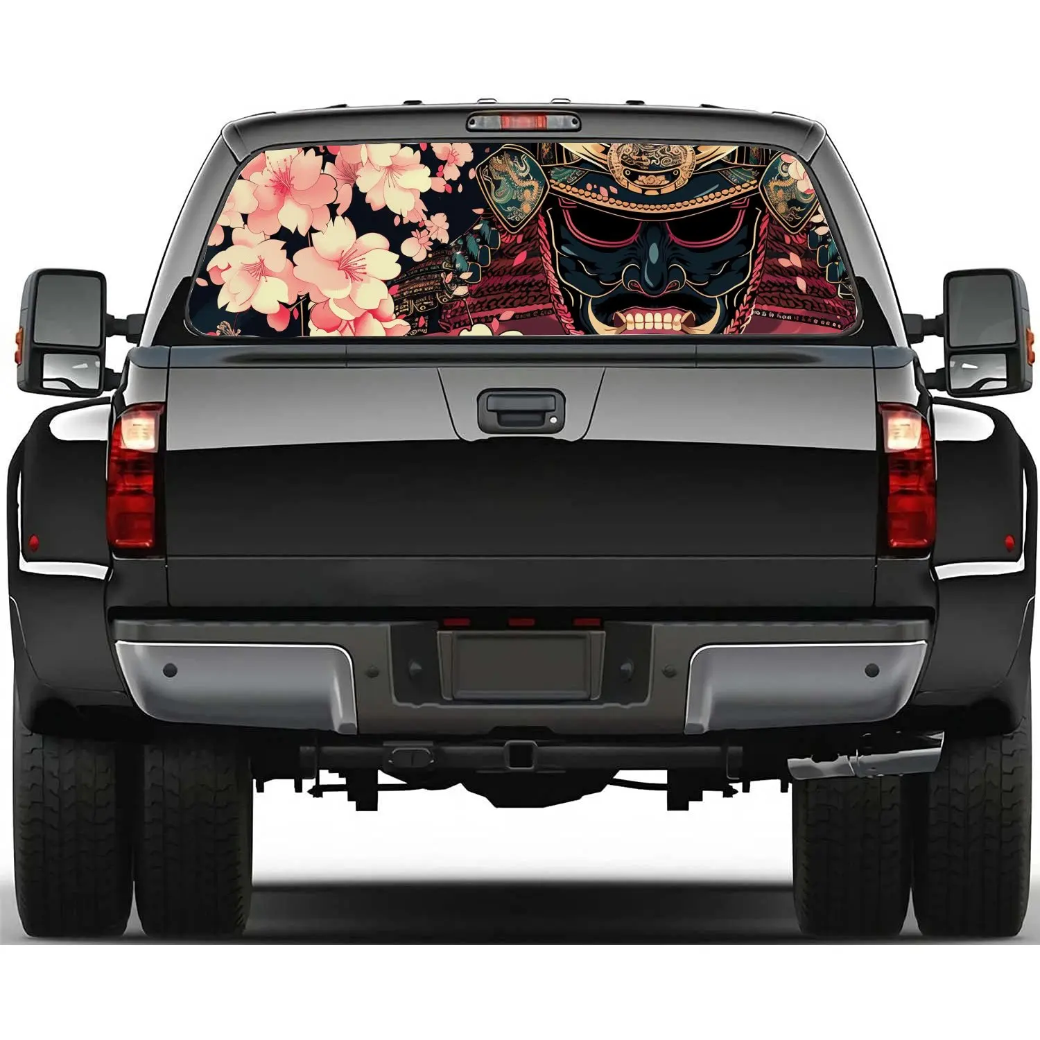 

Sakura Racer Samurai Print Car Rear Windshield Sticker Truck Window See Through Perforated Back Window Vinyl Decal Decoration