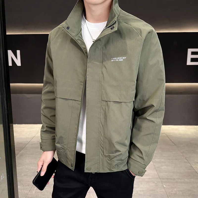 

Men's Casual Loose Fit Stand Collar Jaet 2025 Spring New Sle Versatile Workwear Top Faionable Chinese Brand