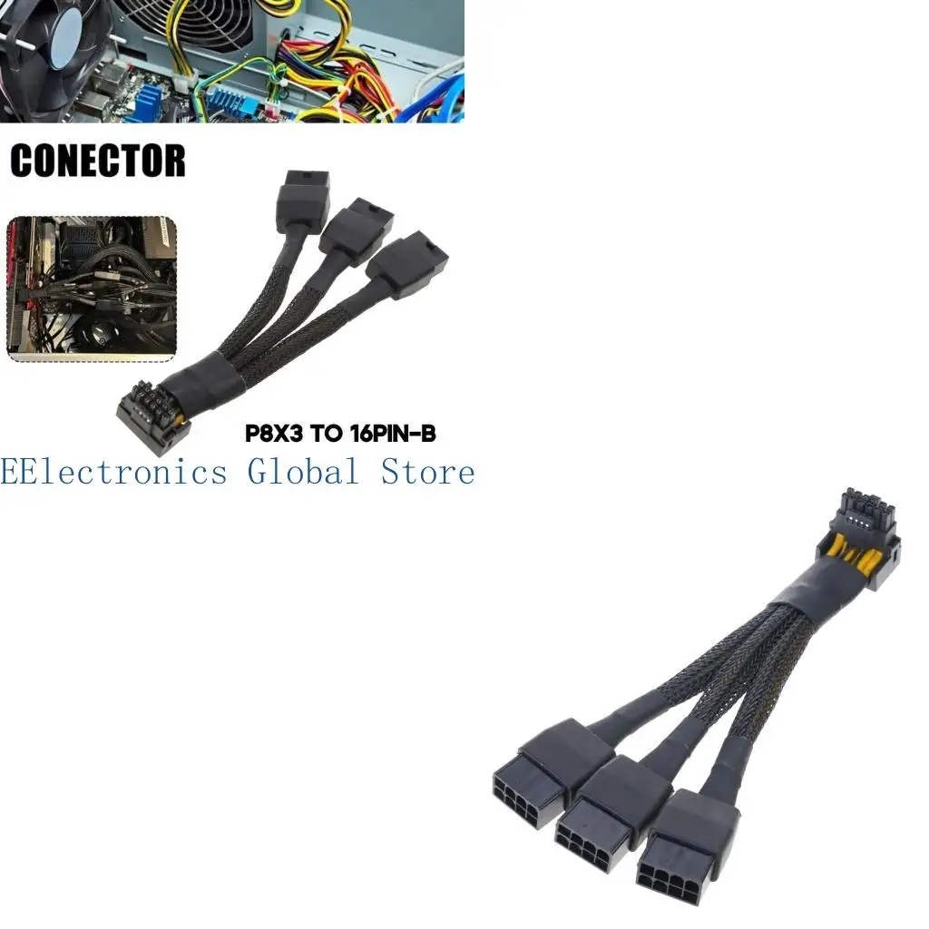 

462B PCIe5.0 Extension Cable 16Pin Right Angled Connector 16Pin Male to 3X8Pin Female PCIE5.0 12VHPWR 90 Degree Connector