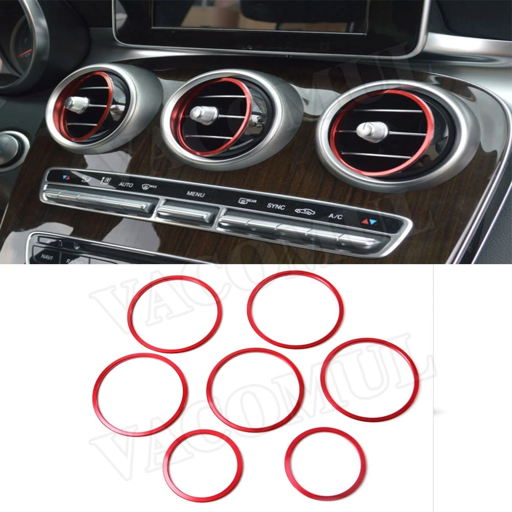 

7PCS ABS Air Condition Air Vent Outlet Ring Cover Trim Accessorise for Mercedes Benz C GLC Class W205 X253 Car Styling