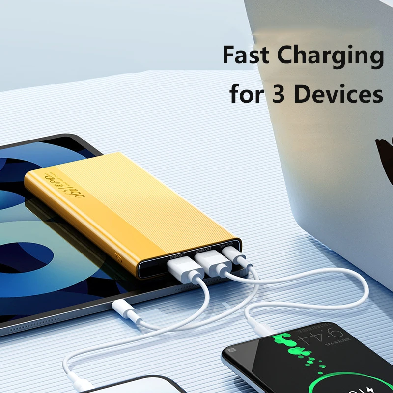 66W Super Fast Charging Power Bank 20000mAh Portable Digital Powerbank for iPhone Samsung Huawei Xiaomi External Spare Battery