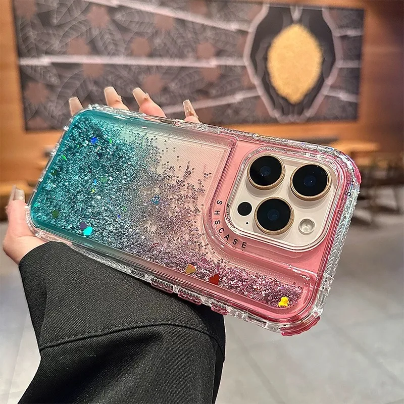 SHS1 Luxury Clear Quicksand Glitter Sequin Phone Case For iPhone 17 Air 16 15 14 13 12  Gradient Cover
