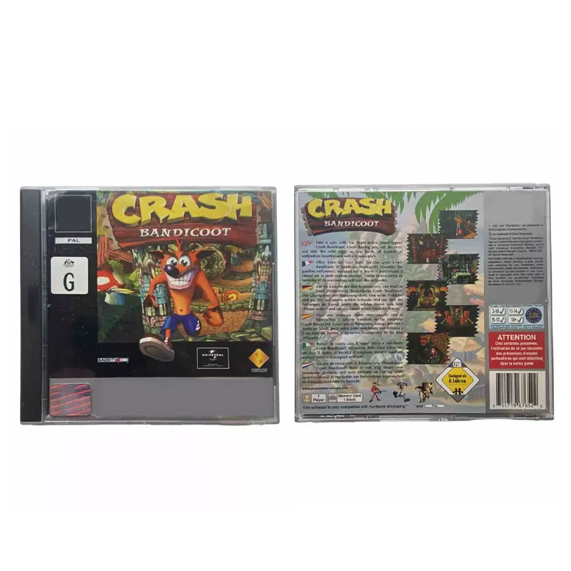 

PS1 crash bandicoot PAL Copy Disc Game Black Bottom Unlock Console Station 1 Retro Optical Driver Video Game Part