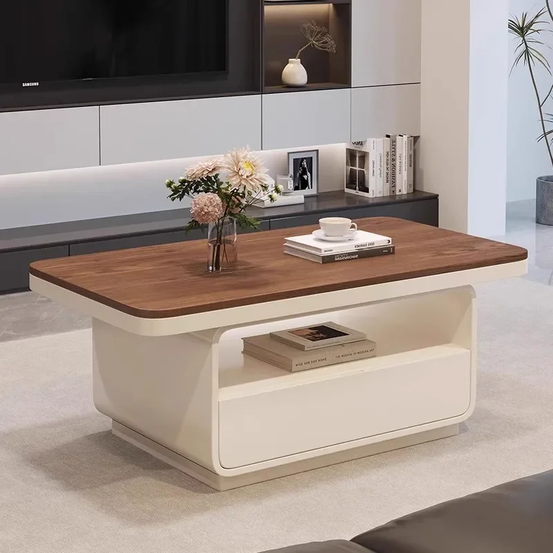 Designer creative rock slab rectangular coffee table light luxury tea table modern living room home simple high-grade walnut