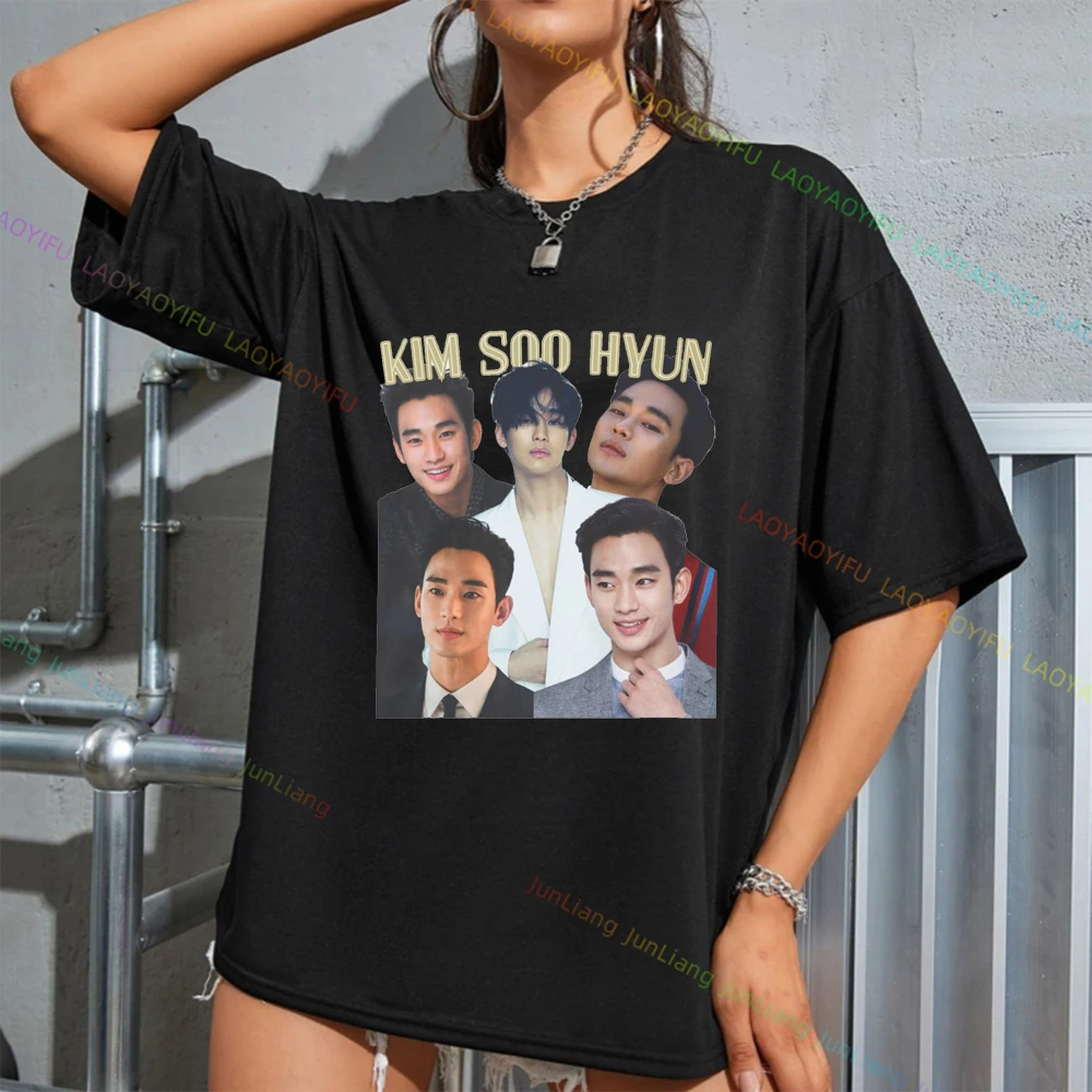 Kim Soo Hyun Handsome Collage Women\'s T-shirts Fans Gift Funny Shirt New in Tops & Tees Aesthetic Clothing Short Sleeve Tee Y2k