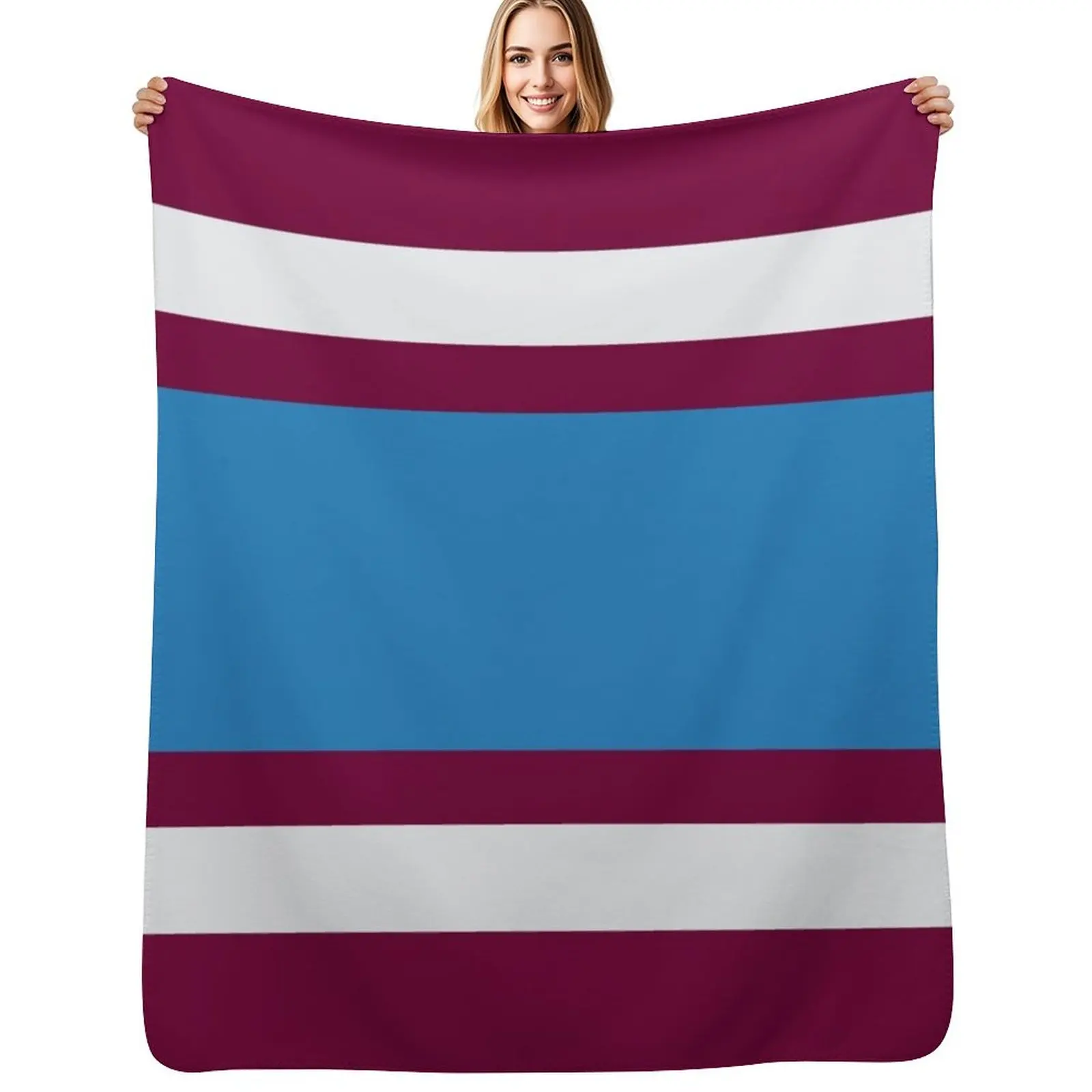 

Burnley Varsity Retro Claret, Blue & White Hoops Throw Blanket Soft Warm Blanket Gift for Men Women Adults
