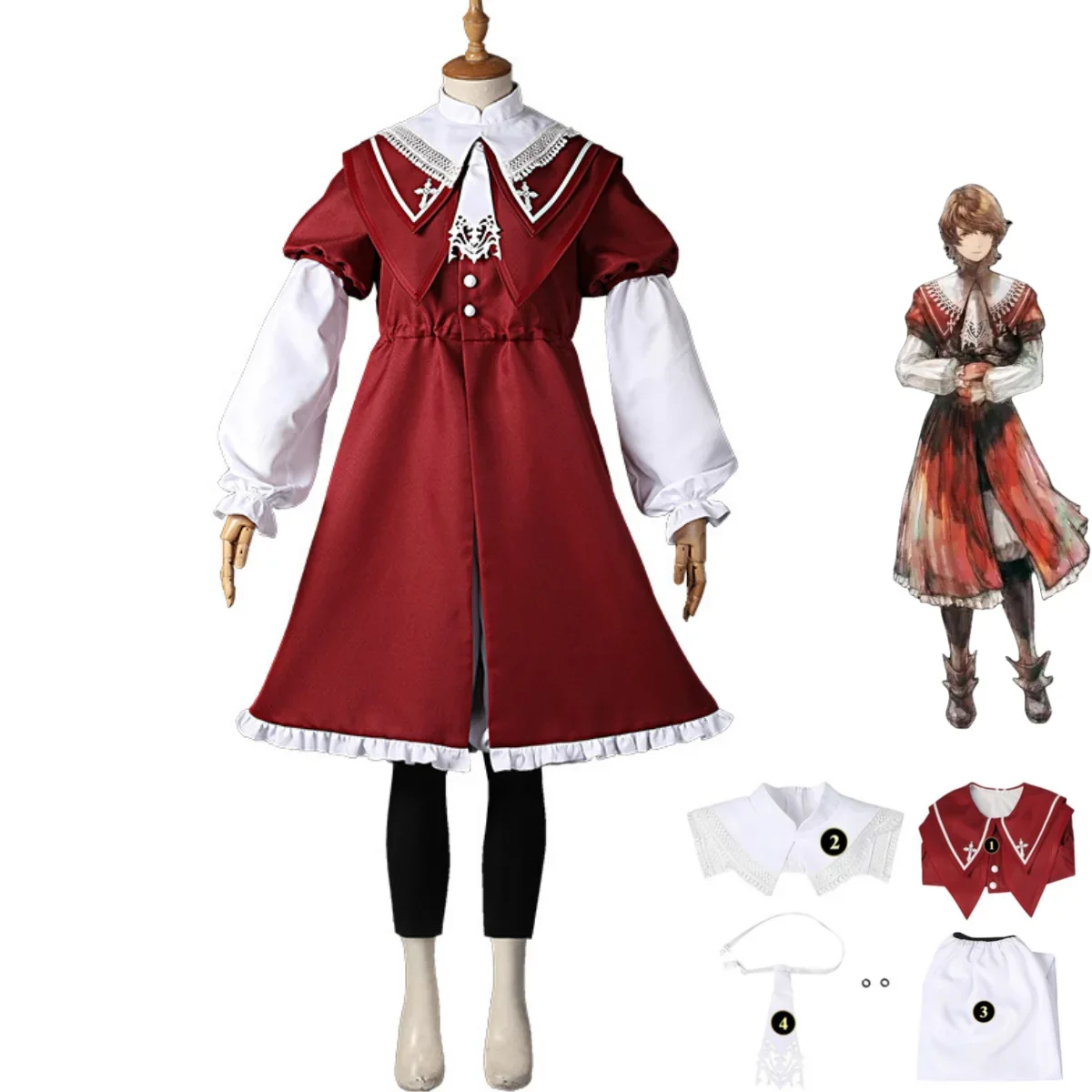 

Anime Game Final Fantasy XVI FF16 Joshua Rosfield Cosplay Costume FFXVI Doujin Red Dress Coat Man Woman Kawaii Halloween Suit