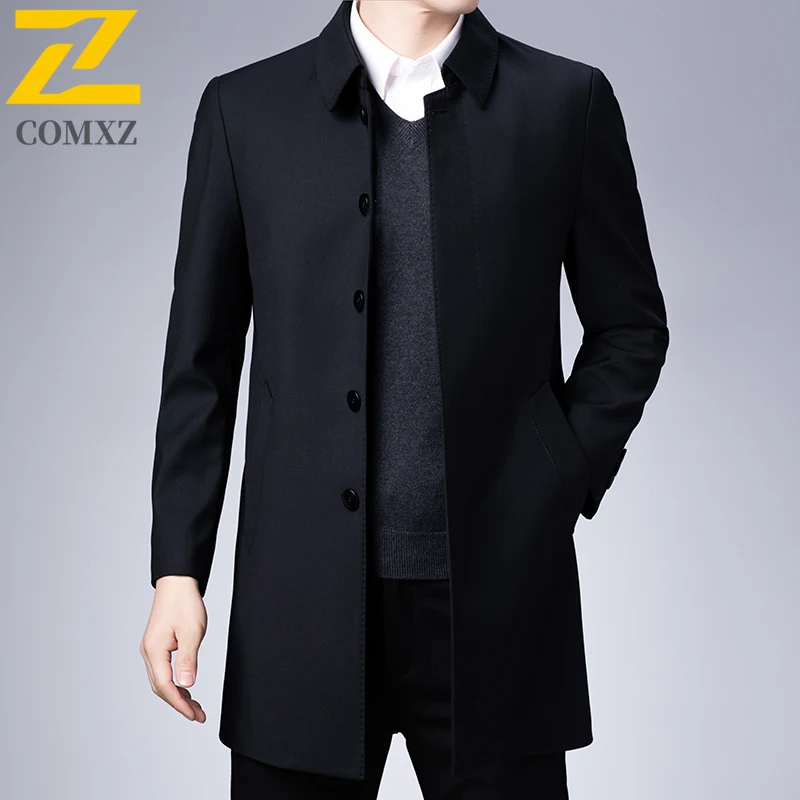 Plus Size Premium TrenchCoat Men 2025 Autumn Classic Long Business Casual Outerwear Light Luxury Lapel Breathable Jackets