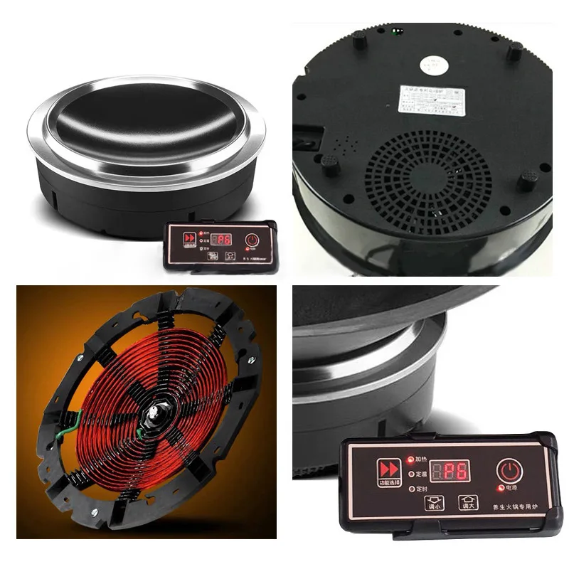 3000 W kommerzieller Induktionsherd, kreisförmig, konkav, eingebetteter Hotpot-Herd, Timing, runder elektromagnetischer Ofen mit großer Leistung