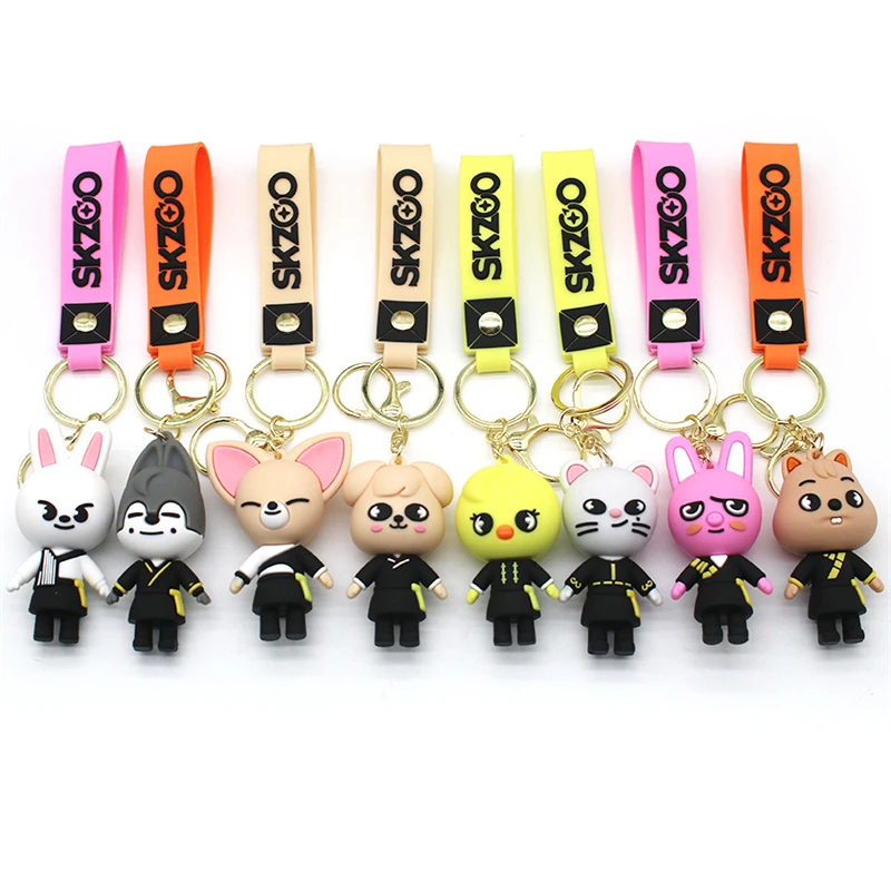 Kawaii 3D Hot Selling SKZOO Keychain Cartoon Anime Special Street Children's School Bag Pendant for Girls