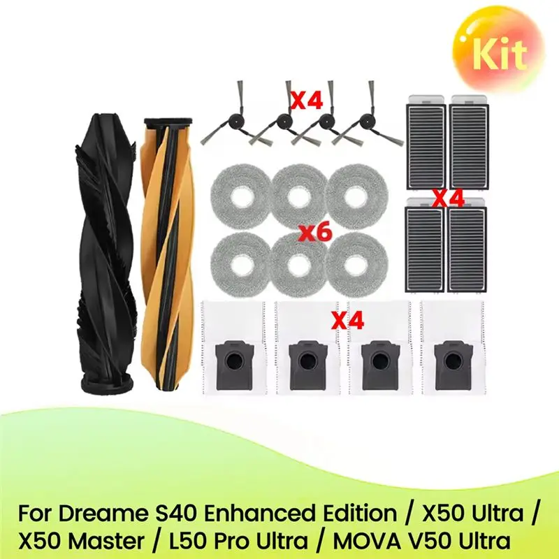 

Основная боковая щетка и фильтр для пылесосов Dreame S40 Enhanced Edition/X50 Ultra/X50 Master/L50 Pro Ultra/MOVA V50 Ultra