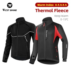 WEST BIKING Cycling Jacket Men Coats Winter Thermal Fleece Windbreaker MTB Bicycle Clothing Motorcycle Bike Jackets 0℃-15℃