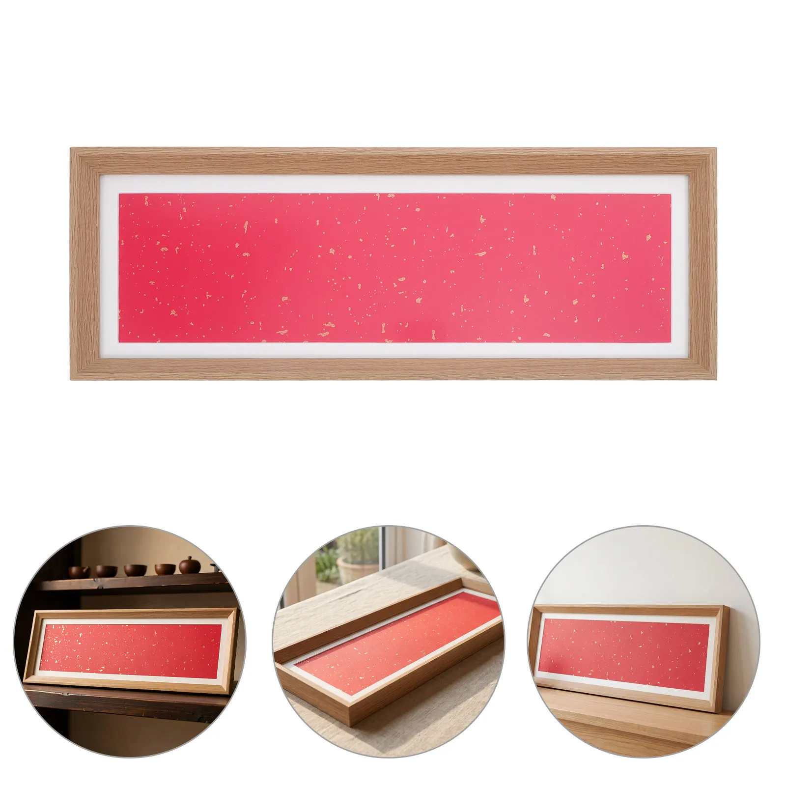 1Set Calligraphy Display Organizer Wood Photo Frame Blank Xuan Paper Holder Table Picture Frame Desktop Stand 16.6x5.9 Inch