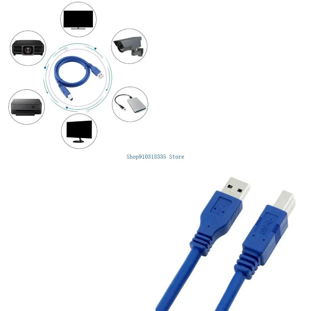 Printer Cable USB-A to USB-B Extension Cord 4.8Gbps Fast Speed Connection Plugs Secure Connection