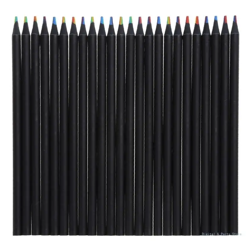 

M17F 12/24Pcs Multi-color Rainbow Pencil Watercolor Pencils Artist Drawing Pencil for Cardmaking Blending, Sketching, Shading
