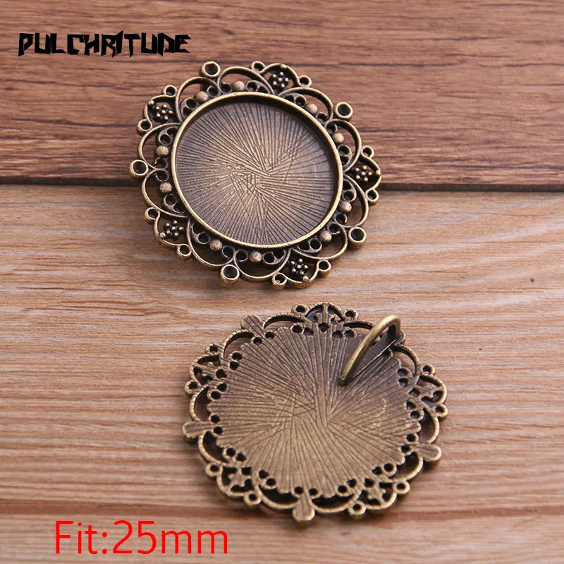 2pcs Vintage Two Color Round Cameo Filigree Cabochon Settings 39mm(Fit 25mm dia) Metal Photo Jewelry Making