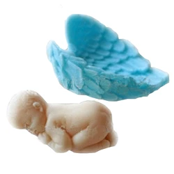 2pc/set Sleeping Baby ,Angel Wing Shape 3D Silicone Cake Mold For Cake Decorating Tools Kitchen Accessories Fondant Mold FM962