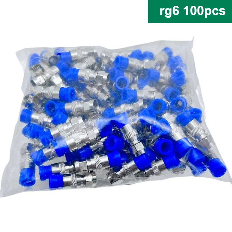 75-5 F Type Compression Connector for Signal Amplifier CATV RG6 RG59 Black Coaxial Cable F Type TV Connector  100Pcs