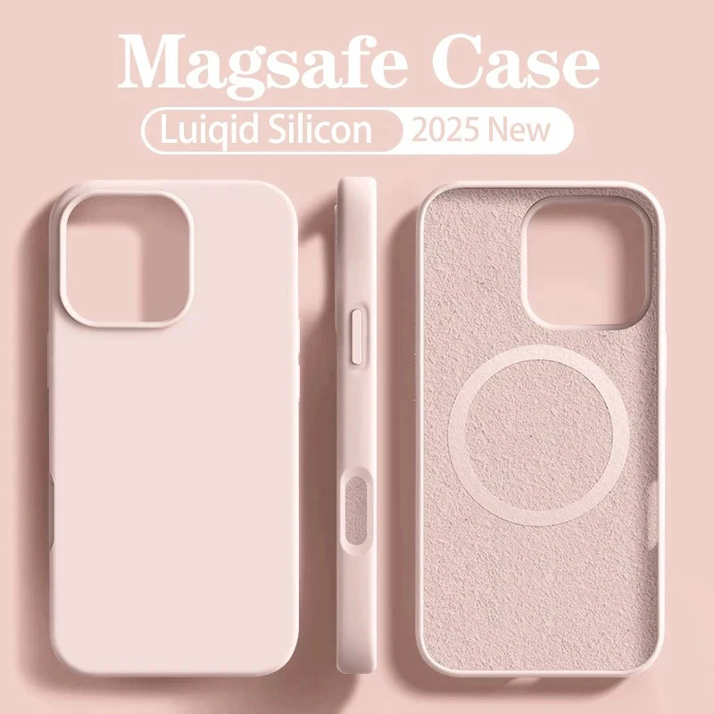 NONE Original Für Magsafe Flüssigkeit Silikon Telefon Fall Für iPhone 17 16 14 15 Plus 13 Pro Max Fall Drahtlose Lade magnetische Soft Cover 4