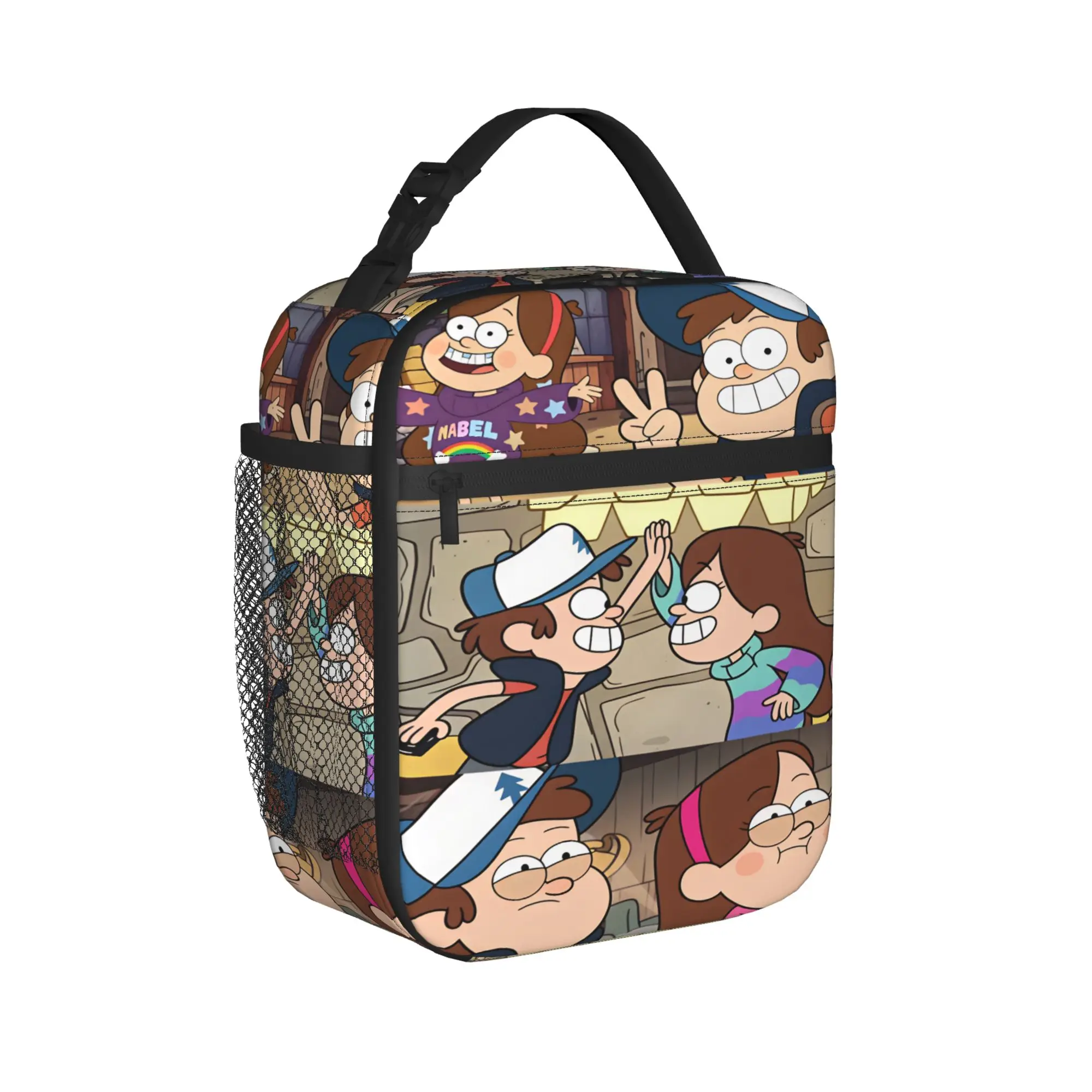 Mabel Lunch Bag For Men G-Gravity Falls Print Lunch Box Leisure Office Cooler Bag Convenient Oxford Thermal Tote Handbags