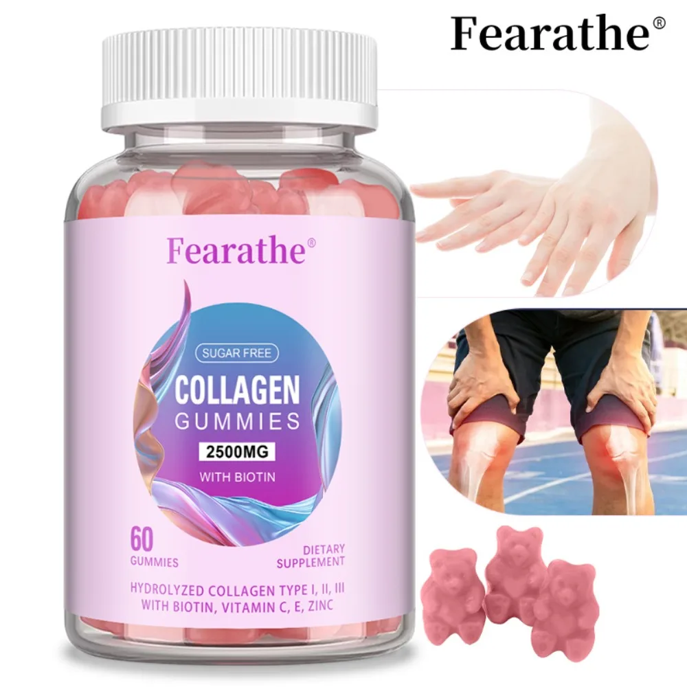 Hydrolyzed Collagen Gummies with Biotin, Vitamin C, E and Zinc - Supports Skin, Bones and Joints Health