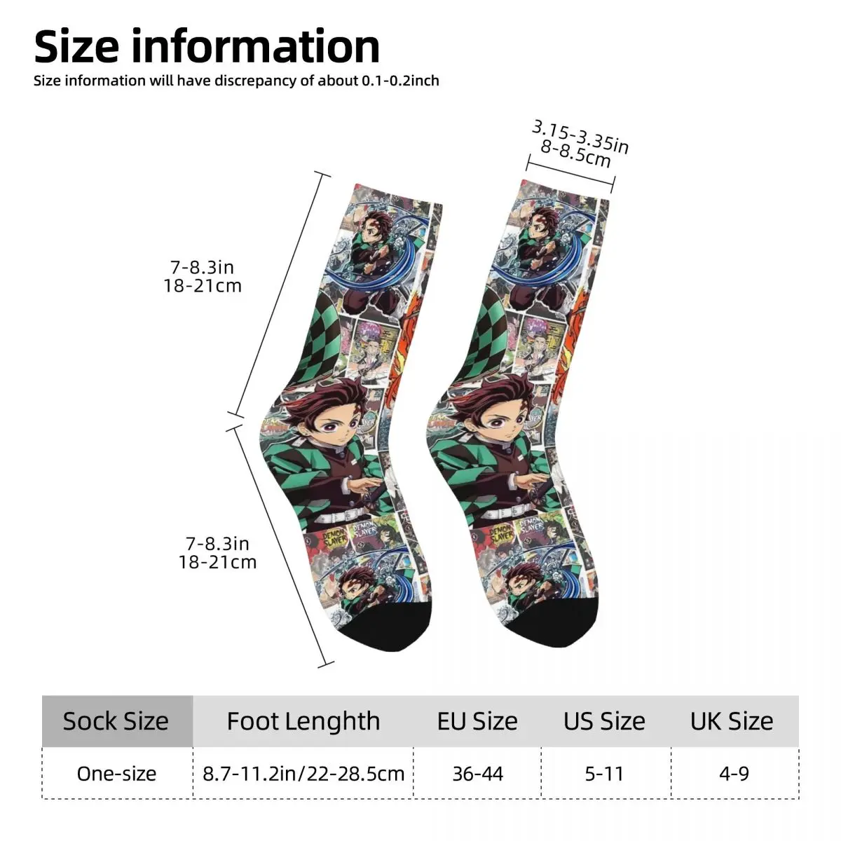 Adults Men Socks Demons Slayers All Volumes Collage Stockings Winter Casual Quality Socks Design Cycling Anti Bacterial Socks