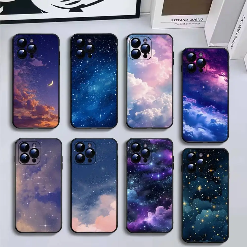 

starlit-sky Phone Case For iPhone17,16,15,14,13,12,11 Plus,Pro Max,Soft Black Cover