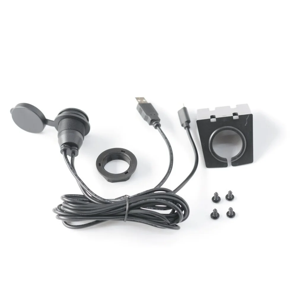 USB-A + Type-C Dual Socket Car Mount Cable 150cm with USB Male Connector for EV Motorcycle RV Charging Solutions