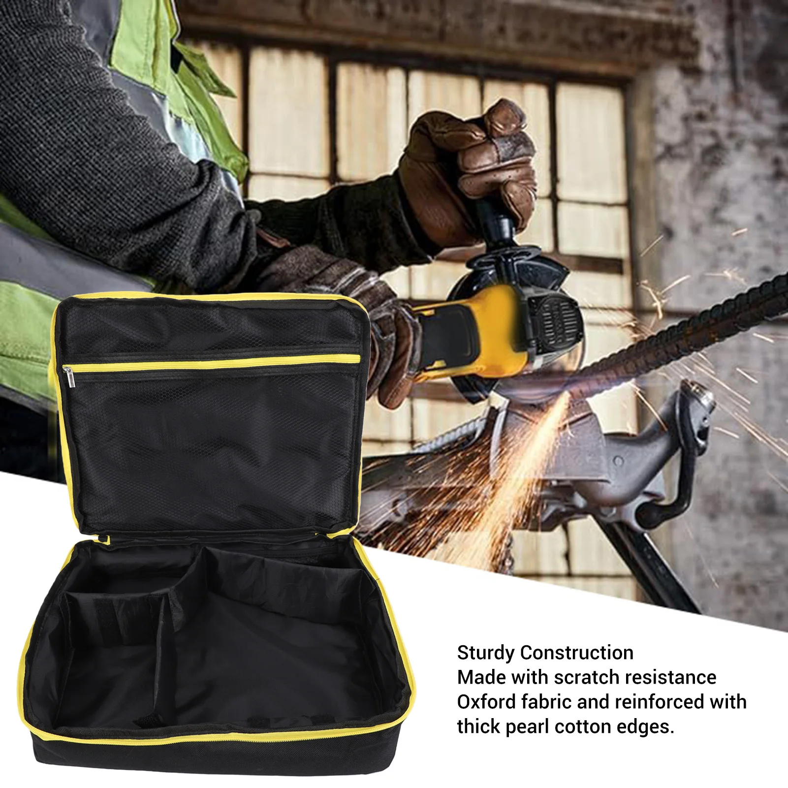 Angle Grinder Storage Bag Fit for DCG416B Lightweight Portable Carrying Box with Foam Dividers Large Zippered Mesh