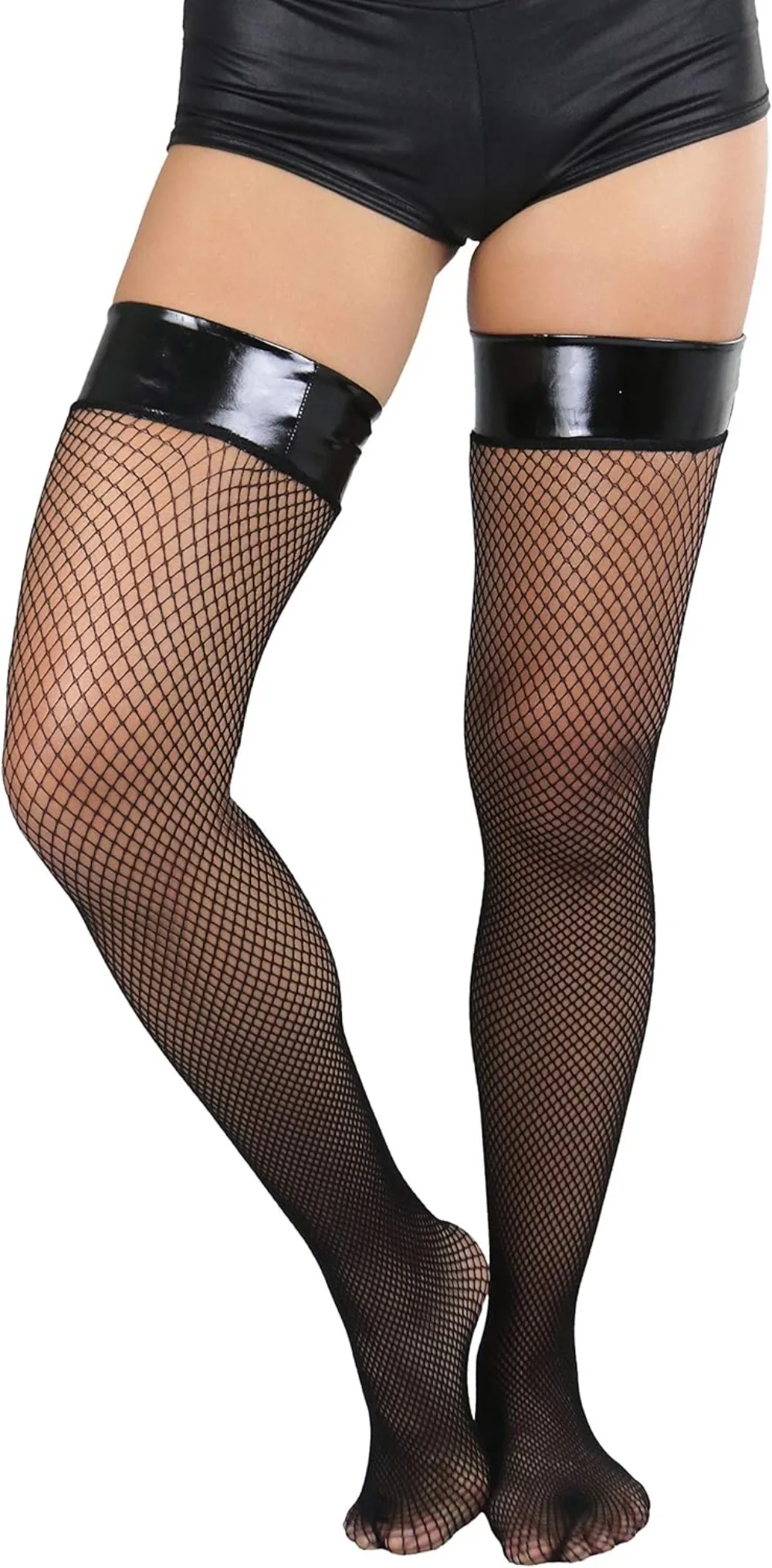 Sexy Damen-Overknee-Strümpfe aus Nylon mit feinem Netzdesign – Detail 1