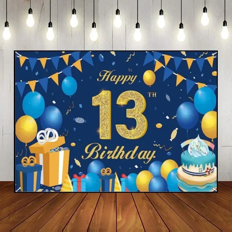 

Happy 13th Birthday Baby Room Decoration Sweet Background Photo Balloon Hotwheels Banner Prince Game Machine Red Boy or Girl