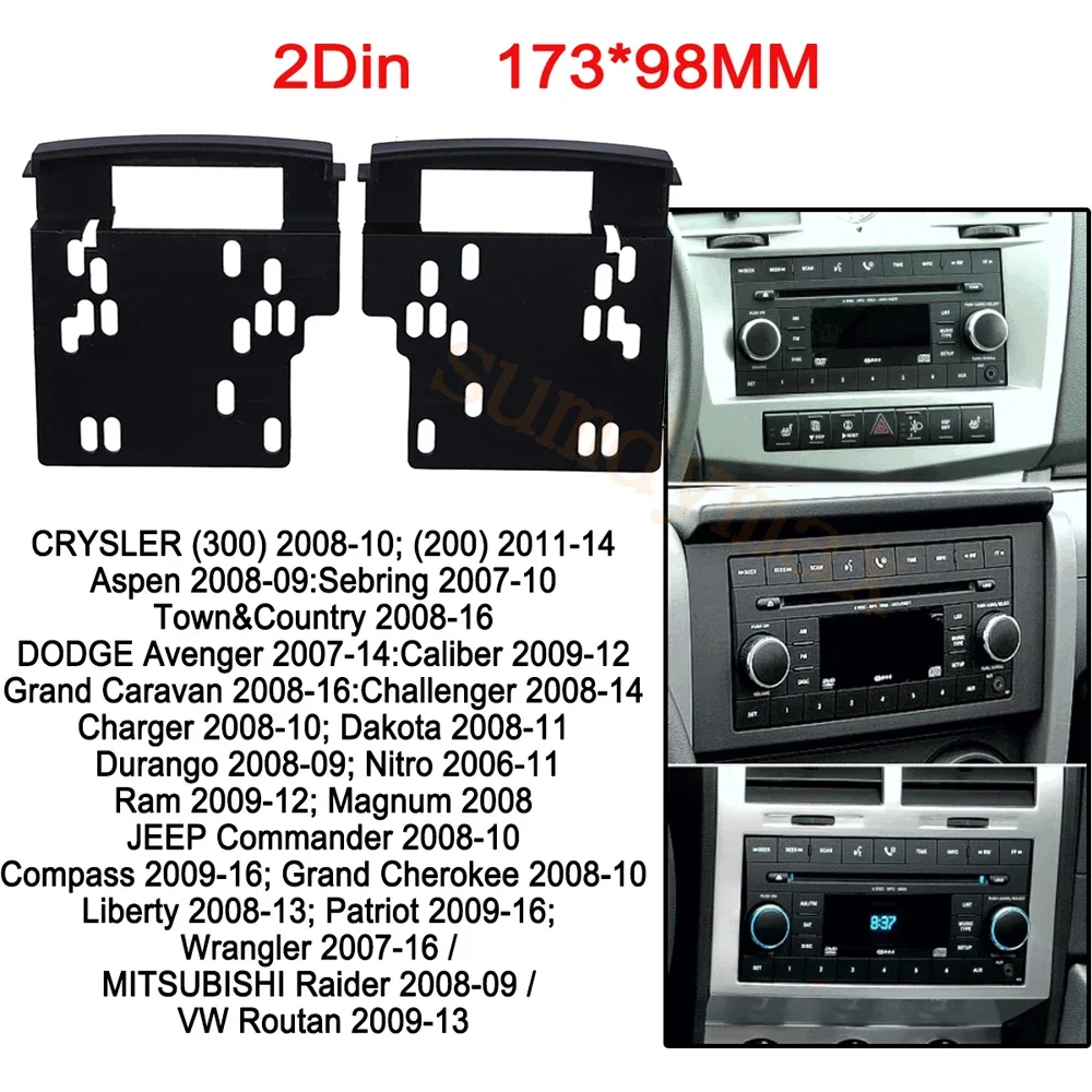 

2DIN-панель для автомагнитолы Jeep Rubicon Compass Wrangler 2007-2014, декоративная рамка приборной панели, адаптер MP5