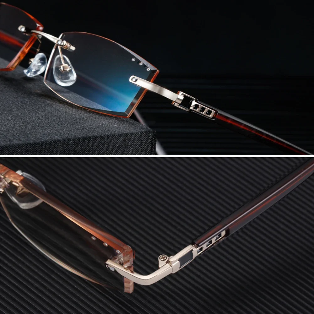 New Sale Reading Glasses Men Leesbril Shuaidi = Rimless Ultra-light Reading Glasses +0.75 +1 +1.25 +1.75 To +4 With Case