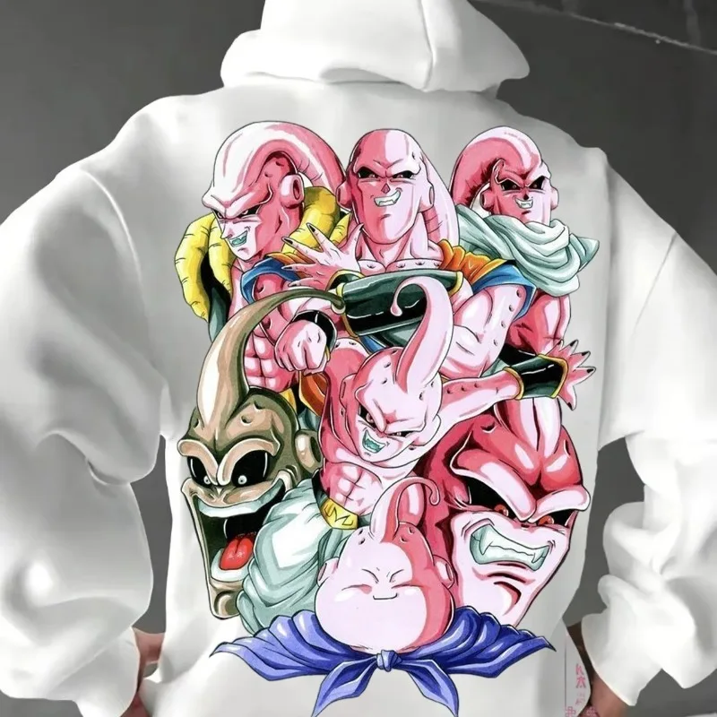 

Толстовка с капюшоном Dragon Ball в стиле аниме с длинным рукавом Majin Buu, спортивная одежда большого размера с принтом, Harajuku, мужской осенне-зимний теплый топ