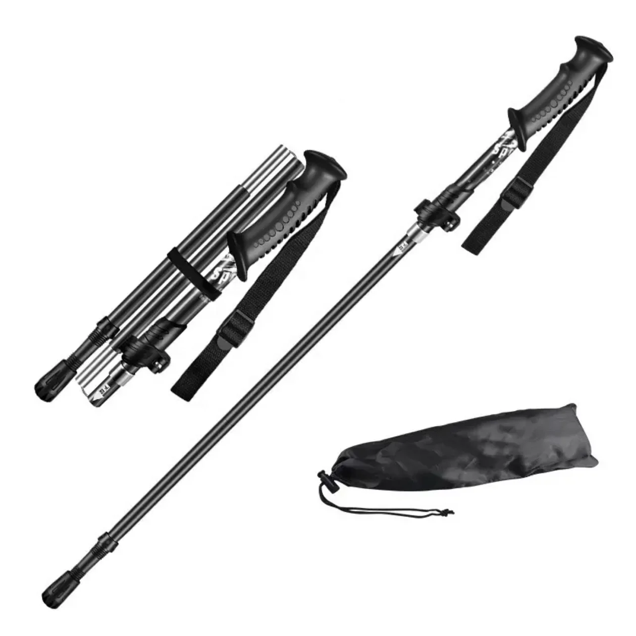 

2025 Hot Sale Aluminium Alloy 3-Section Folding Trekking Pole with Short T-Handle for Hiking Mountaineering and Climbing