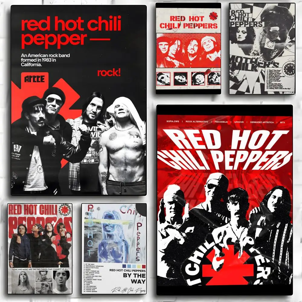 Band R-Red H-Hot C-Chili P-Peppers Poster Self-adhesive Art Waterproof Paper Sticker Coffee House Bar Room Wall Decor