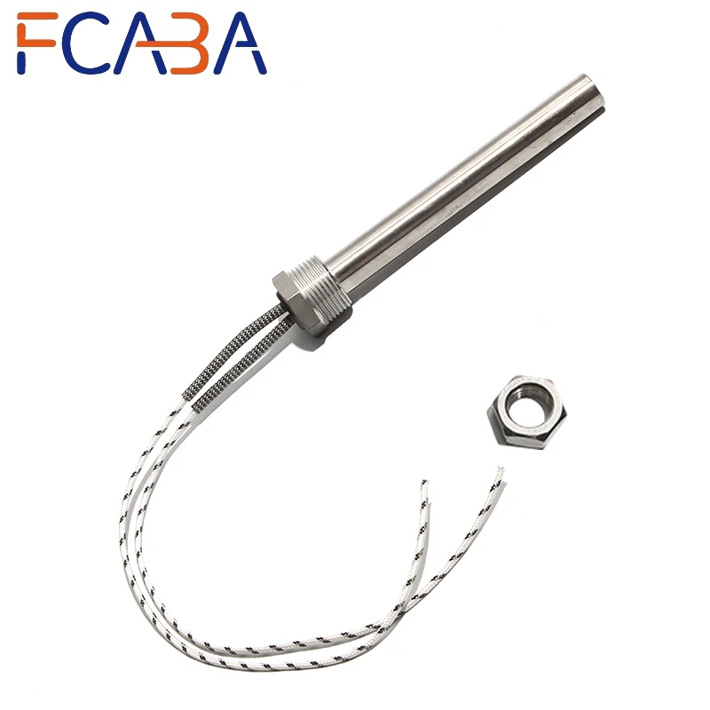 FCABA DN25 G1 12V 24V 36V 48V Single Head Threaded Heating Rod Diameter 25mmx50-200mm 200W-800W Screw Mount Cartridge Heater