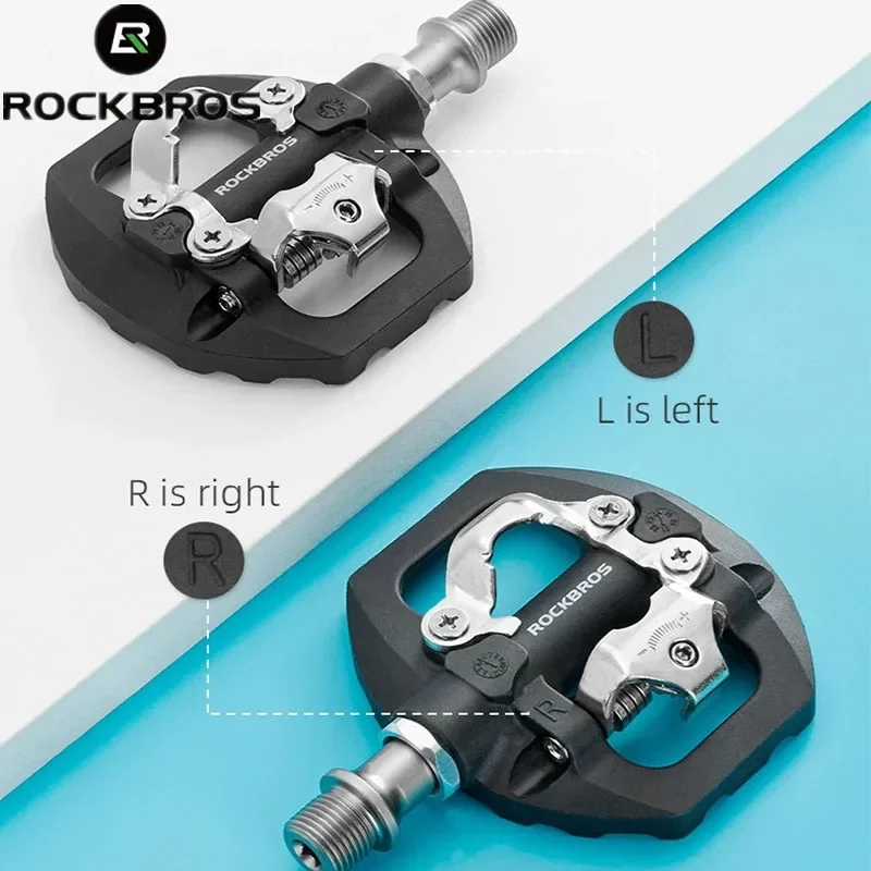 ROCKBROS Fahrradpedale mit Schnellverschluss, Flachpedale mit Einstellbarer Spannung, Nylonpedale Kompatibel mit SPDW Selbstverriegelnder Verbindung, Fahrradzubehör