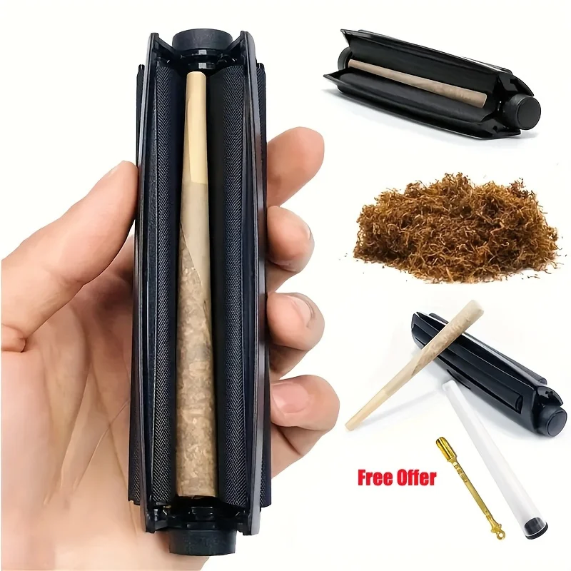 Portable Plastic Manual Cigarette Rolling Machine, Tobacco Filler, Handheld Tobacco Roller Tool for Home and Office Use