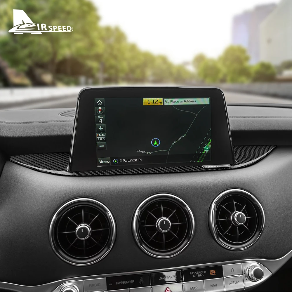 Real Soft Carbon Fiber Sticker For Kia Stinger 2019 2020 2021 2022 2023 LHD RHD Car Central Navigation Screen Trim Accessories