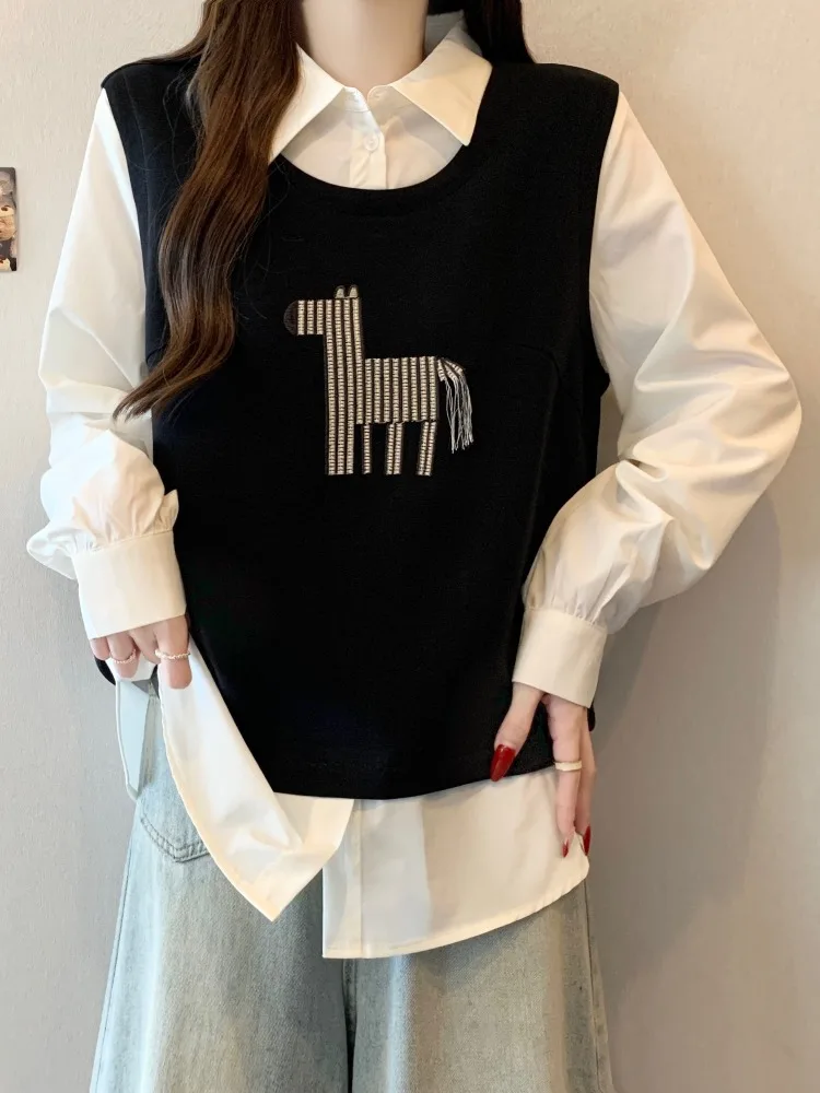 

Женская весенняя модная блузка больших размеров с длинным рукавом, свободного кроя, уникальная и красивая, повседневная