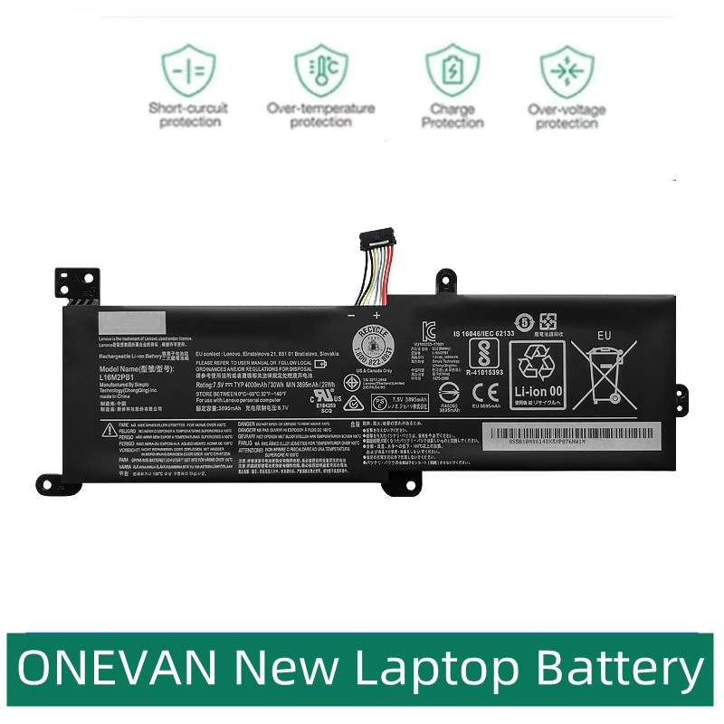 

ONEVAN New Battery L16L2PB1 L16M2PB2 L16L2PB2 L16L2PB3 L16M2PB1 L16M2PB3 L16C2PB1 L16C2PB2 L16S2PB2 For Lenovo Ideapad 320 330