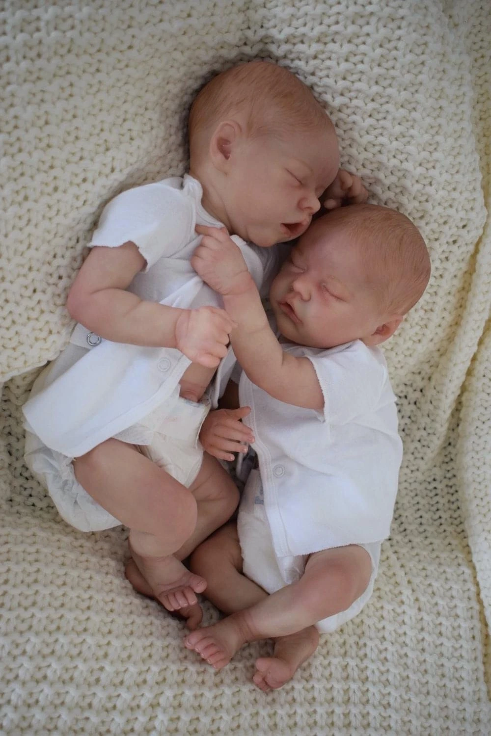 

NPK 16inch Full Body Reborn Baby Doll Set - Sleeping Newborn Twins Realistic 3D Skin with Visible Veins Child Gift Collectible