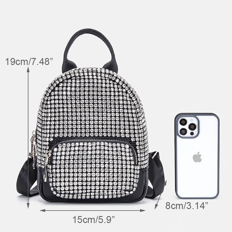 Crystal Rhinestone Women Bag  Luxury Designer Purse Female Backpacks Diamonds Handmade Shining Ladies Backpack Small Mini