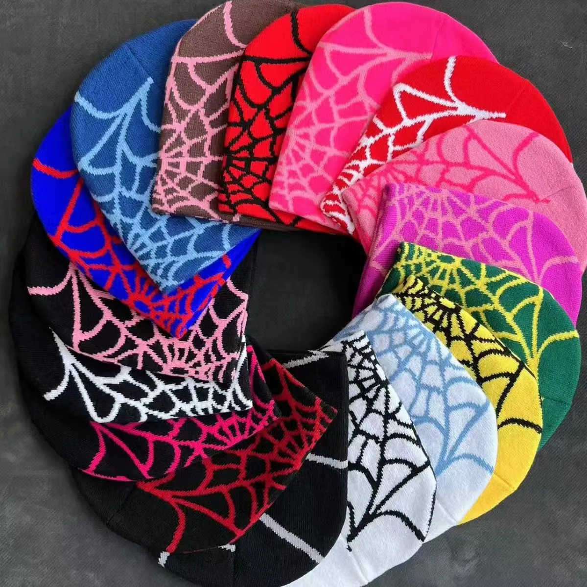 Spider Pattern Knitted Hat Beanies Hat Street Pullover Hat f